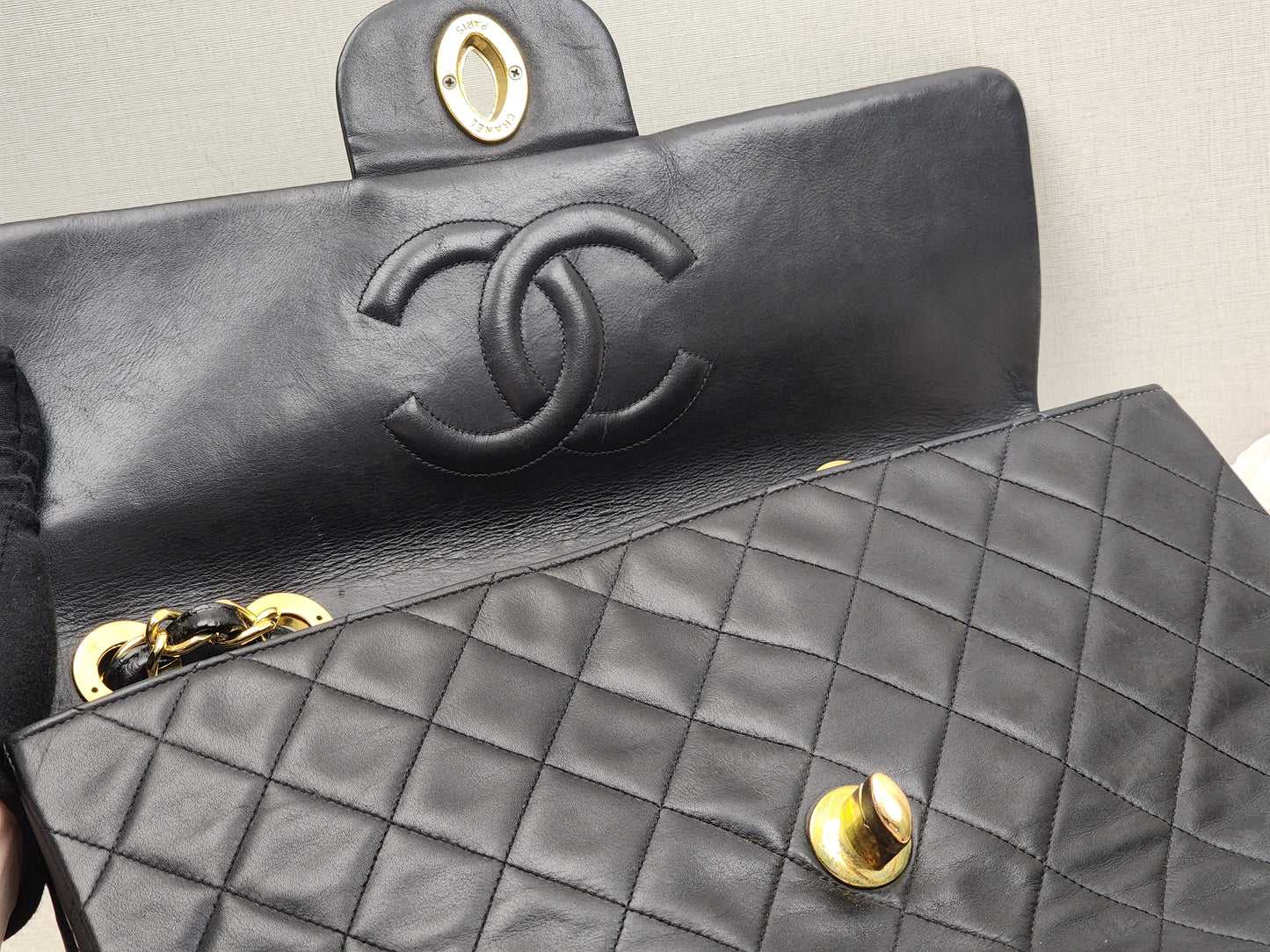 Chanel Black Lambskin Vintage Maxi CC Flap (GHW)