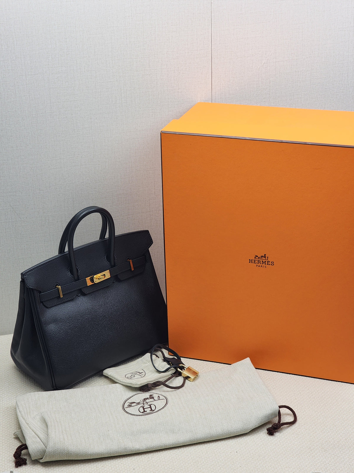 Hermes Black Epsom Birkin 25 (GHW)