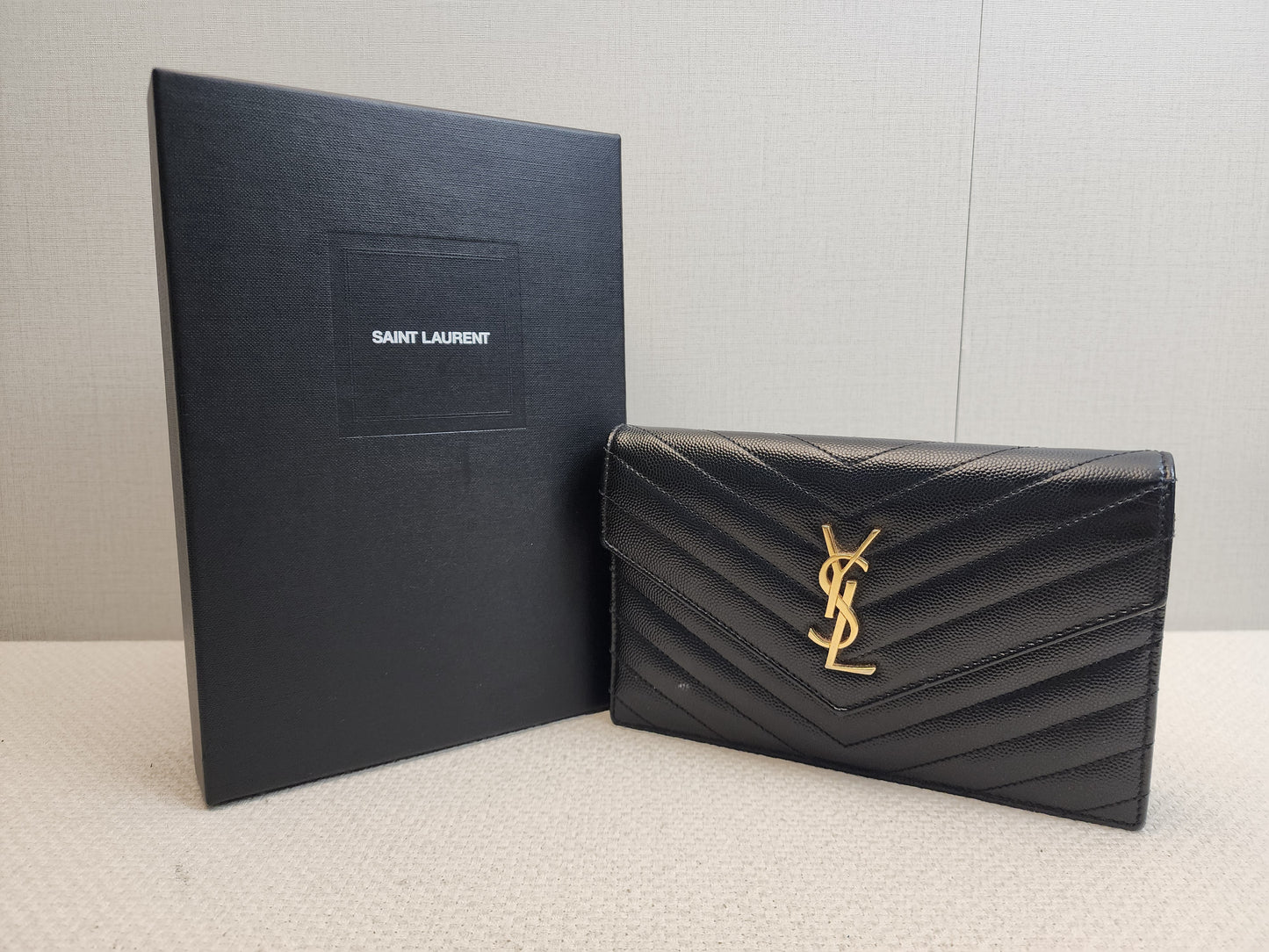 YSL Black Grain de Poudre Small Cassandre WOC (GHW)