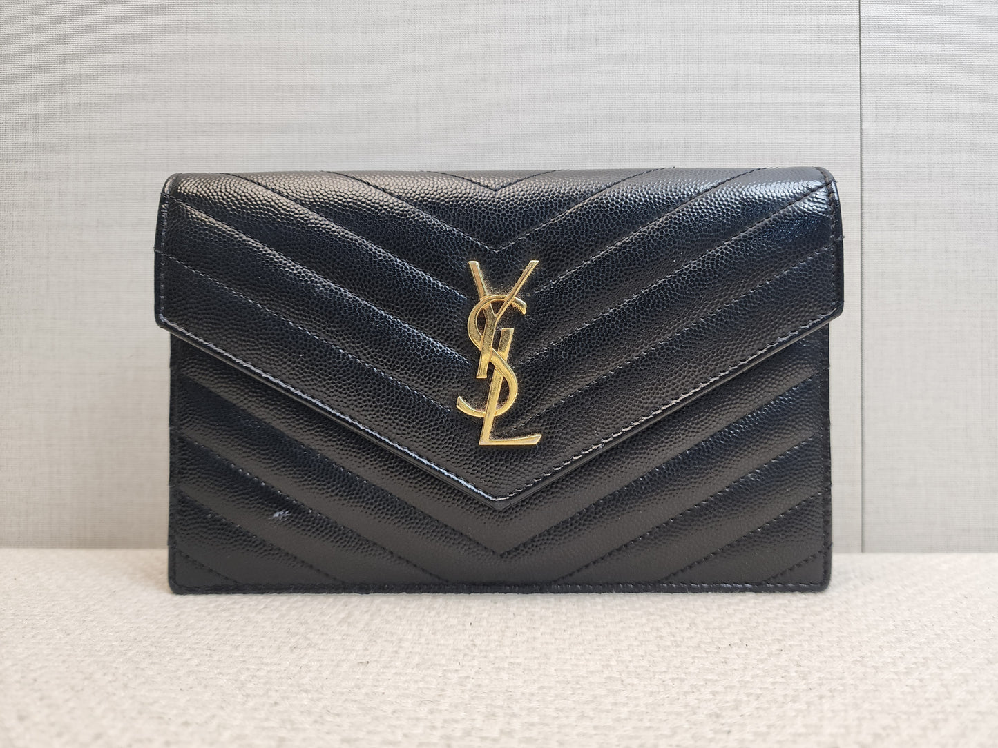 YSL Black Grain de Poudre Small Cassandre WOC (GHW)