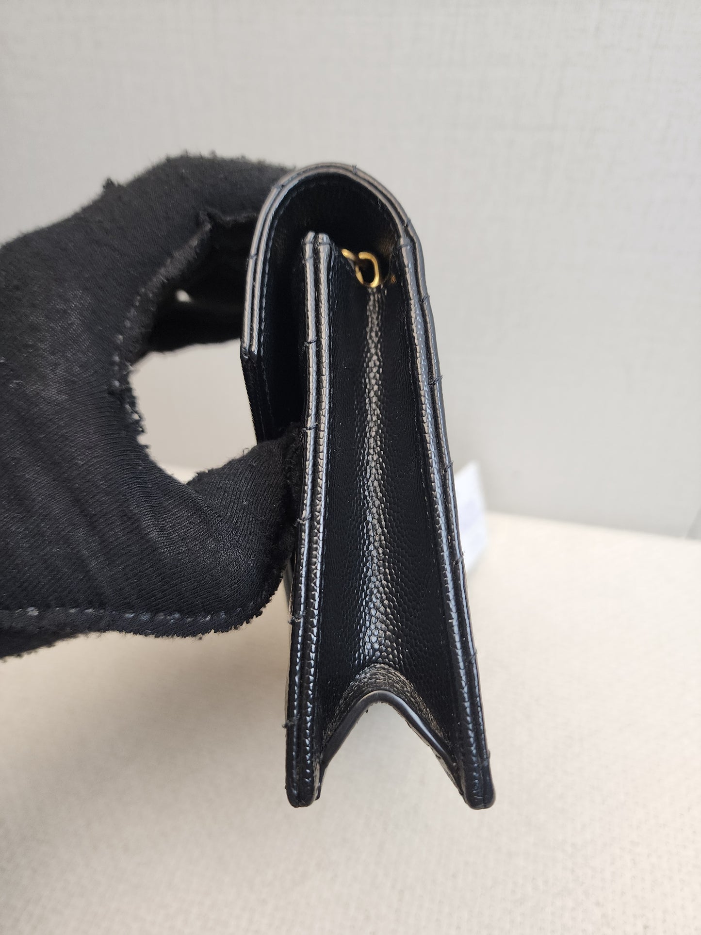 YSL Black Grain de Poudre Small Cassandre WOC (GHW)