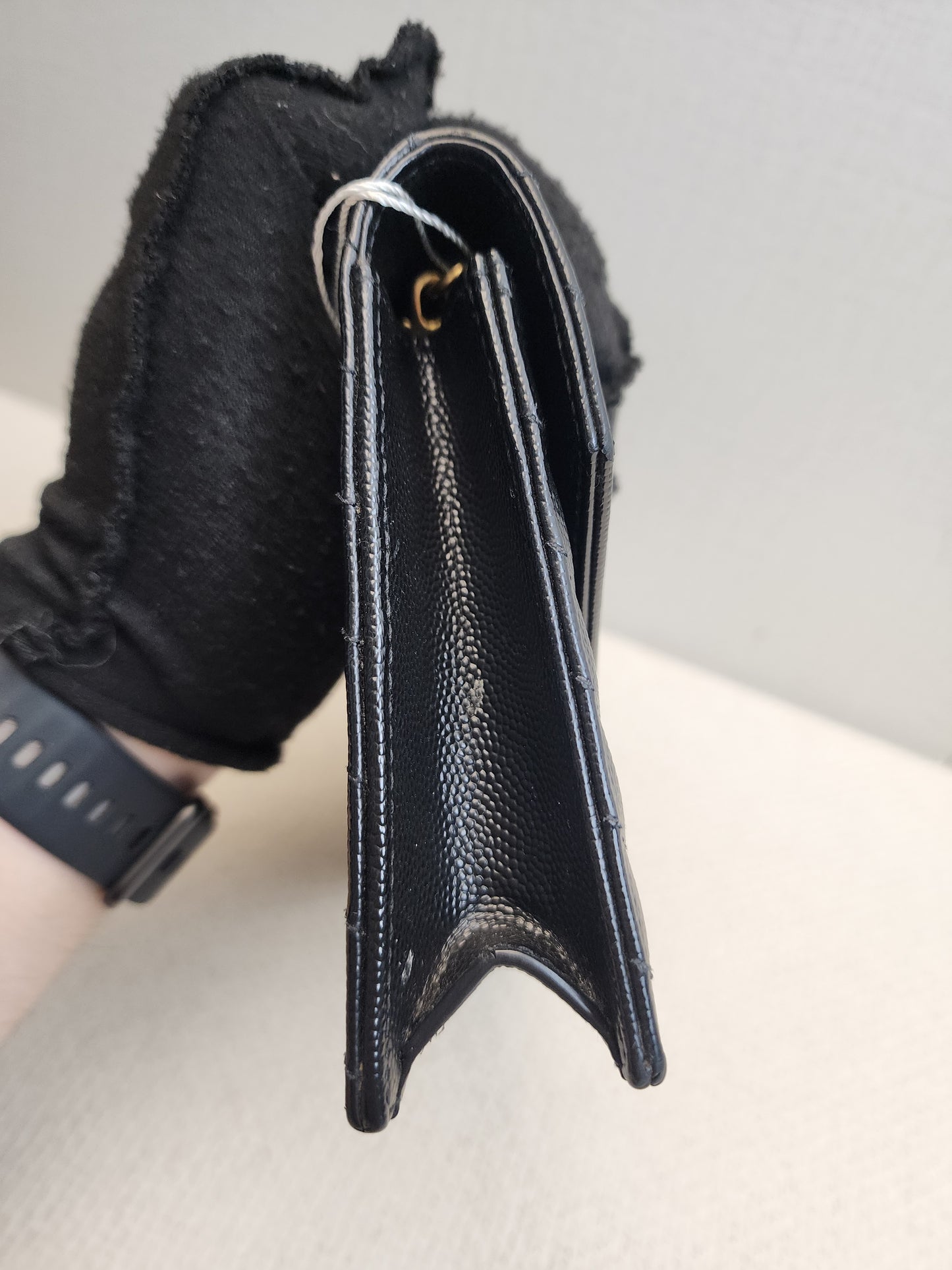 YSL Black Grain de Poudre Small Cassandre WOC (GHW)