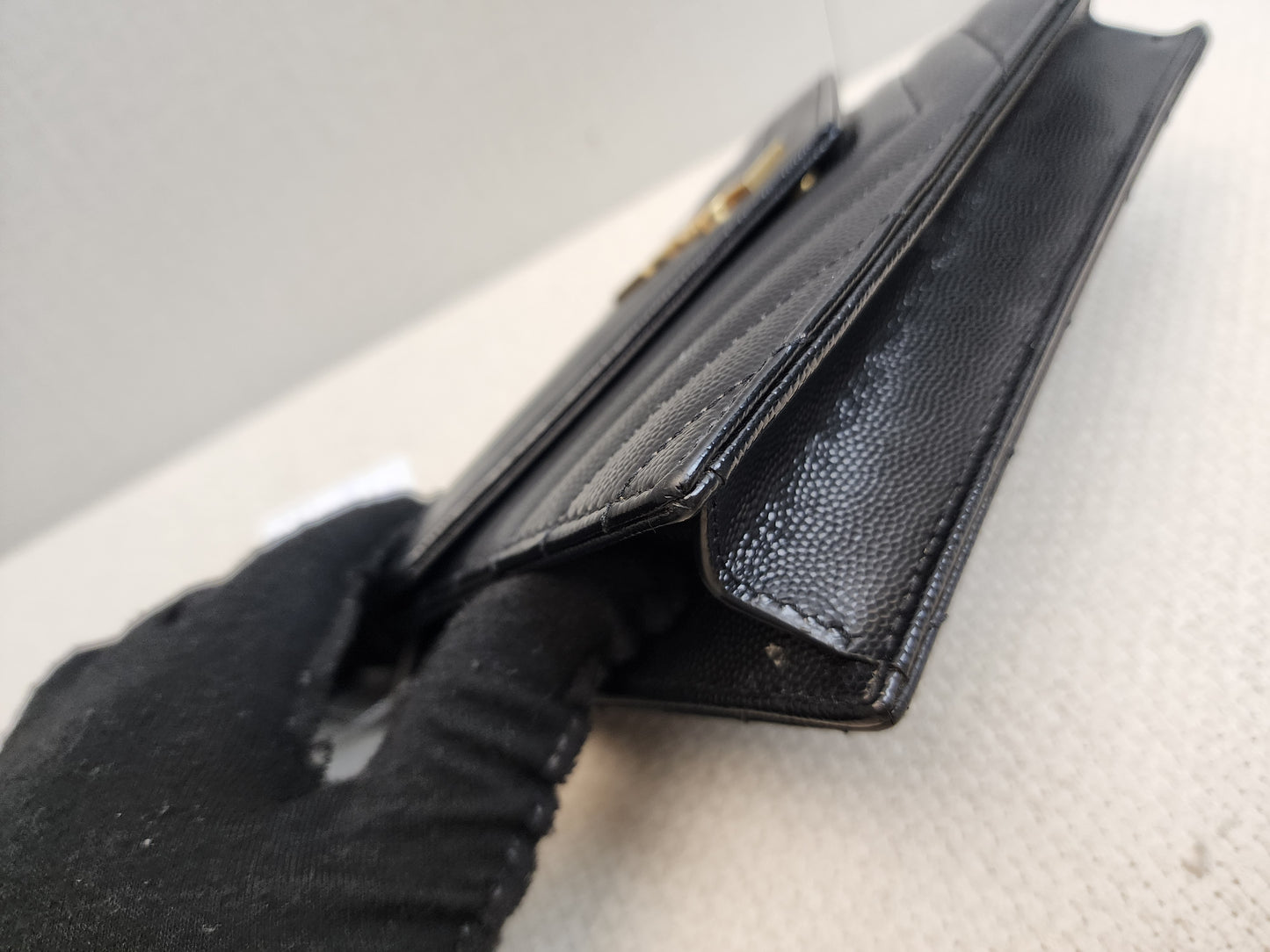 YSL Black Grain de Poudre Small Cassandre WOC (GHW)
