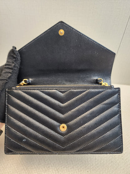 YSL Black Grain de Poudre Small Cassandre WOC (GHW)