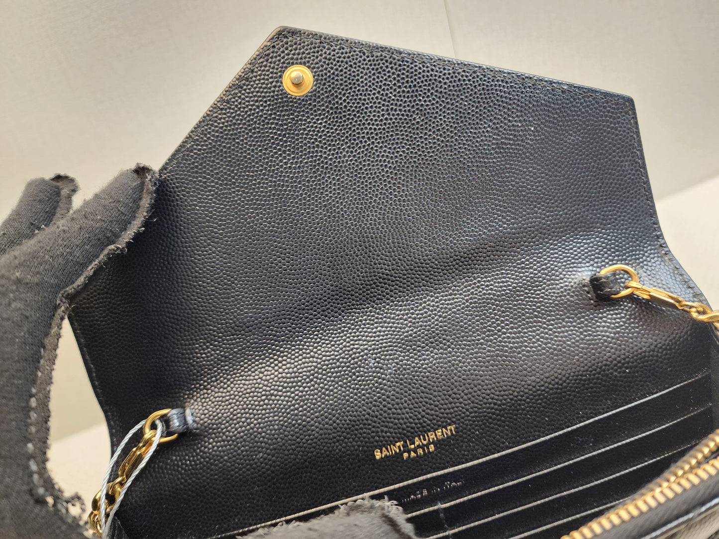 YSL Black Grain de Poudre Small Cassandre WOC (GHW)