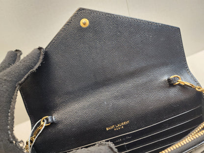 YSL Black Grain de Poudre Small Cassandre WOC (GHW)