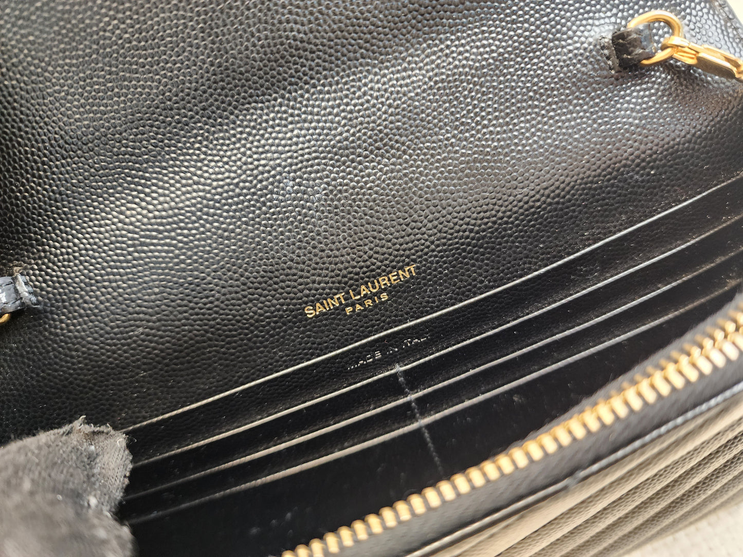 YSL Black Grain de Poudre Small Cassandre WOC (GHW)