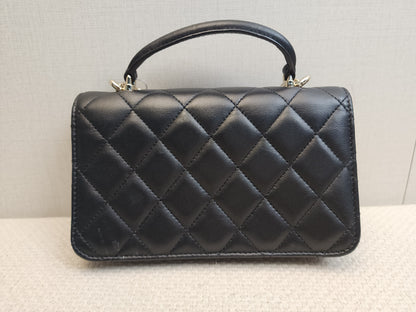 Chanel Black Lambskin Classic Phone Holder with Chain (LGHW)