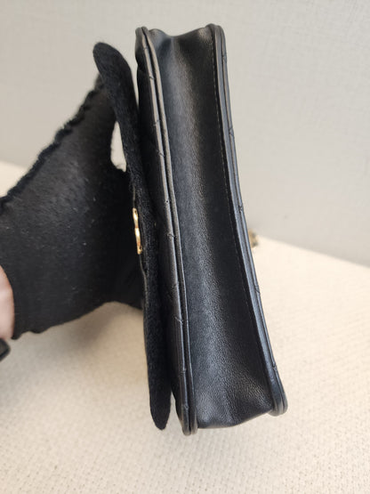 Chanel Black Lambskin Classic Phone Holder with Chain (LGHW)