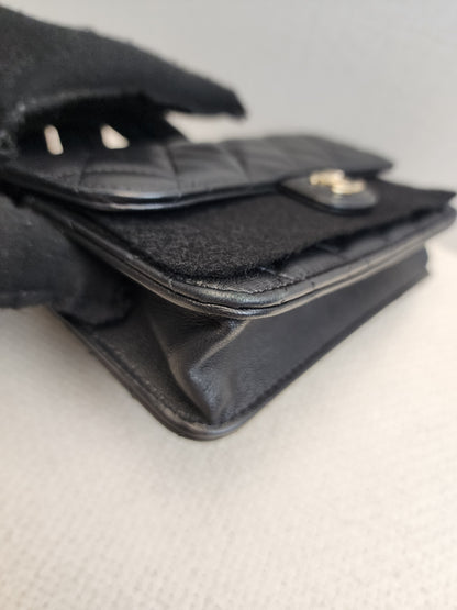 Chanel Black Lambskin Classic Phone Holder with Chain (LGHW)
