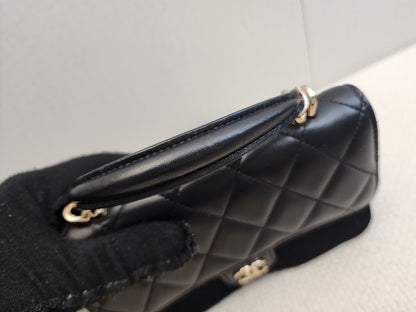 Chanel Black Lambskin Classic Phone Holder with Chain (LGHW)