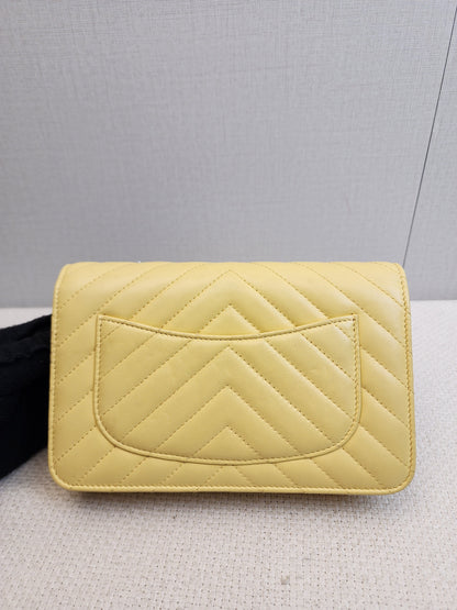 Chanel Yellow Lambskin Chevron Classic WOC (LGHW)