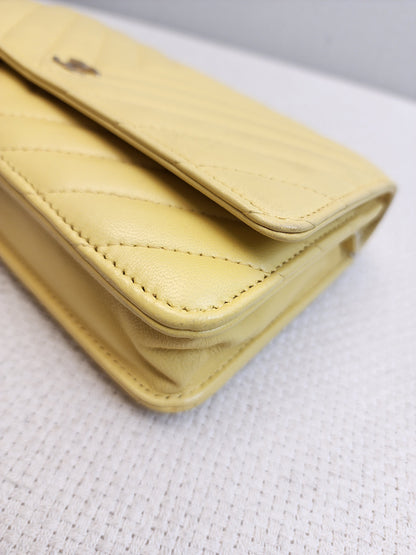 Chanel Yellow Lambskin Chevron Classic WOC (LGHW)