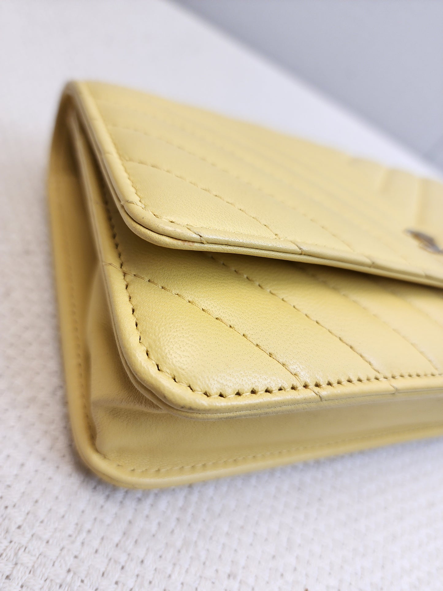 Chanel Yellow Lambskin Chevron Classic WOC (LGHW)