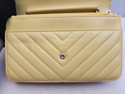 Chanel Yellow Lambskin Chevron Classic WOC (LGHW)