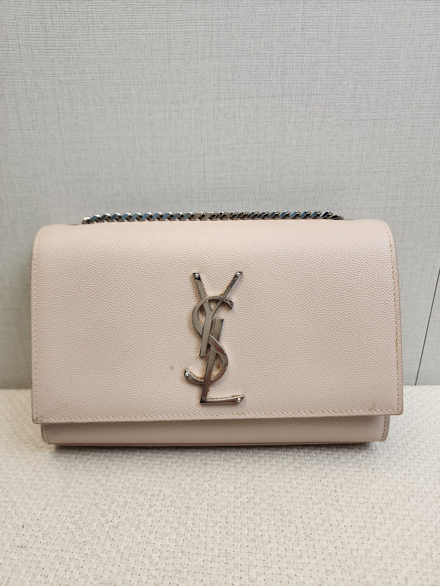YSL Pink Pebbled Calfskin Small Kate (SHW)