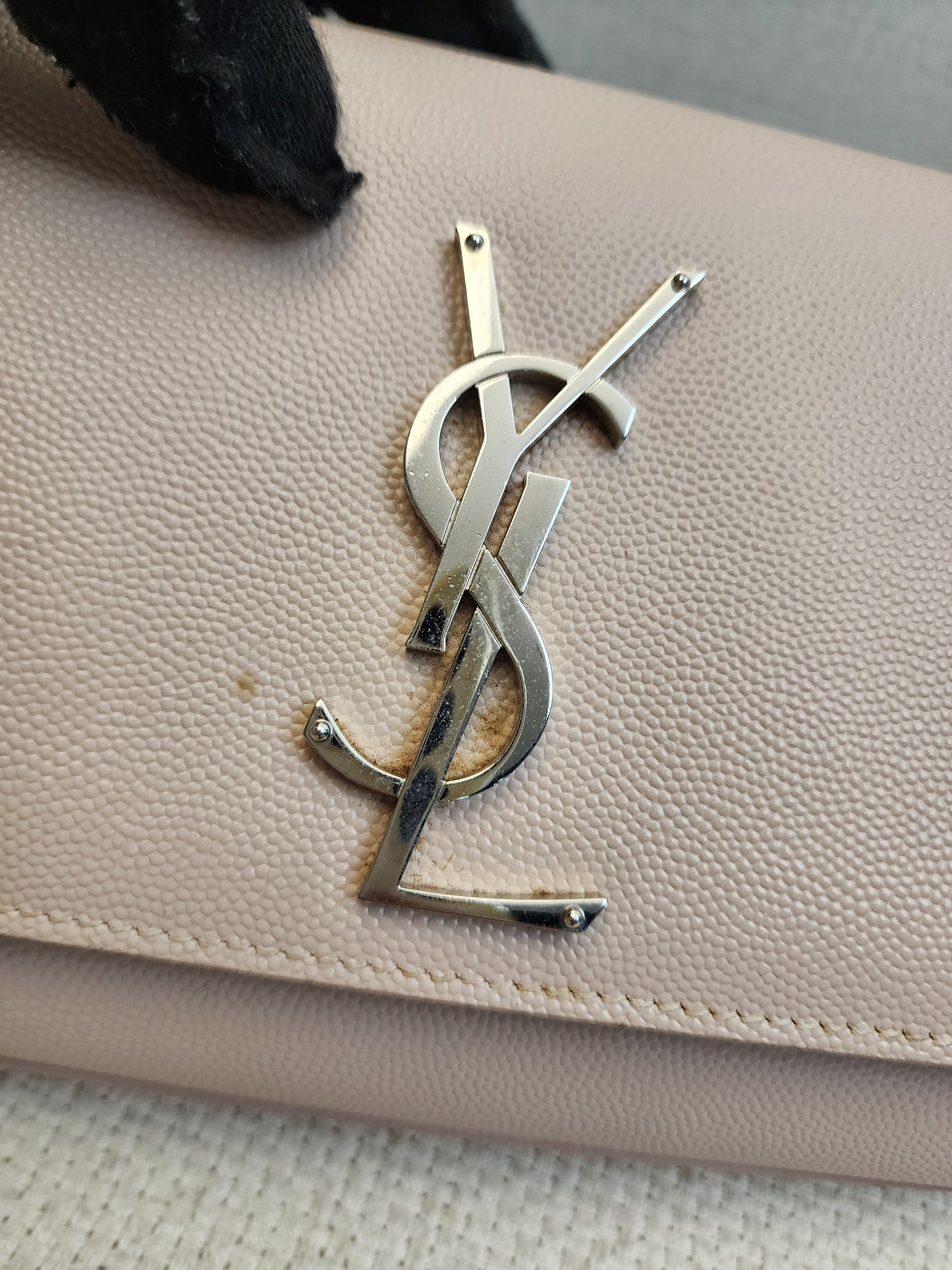 YSL Pink Pebbled Calfskin Small Kate (SHW)