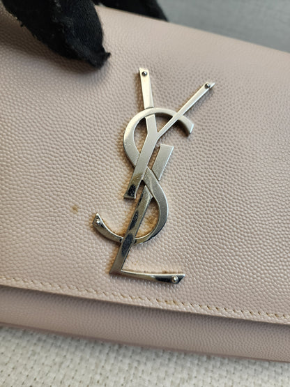 YSL Pink Pebbled Calfskin Small Kate (SHW)