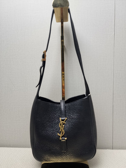 YSL Black Calfskin Baby Le 5 A 7 Hobo (GHW)