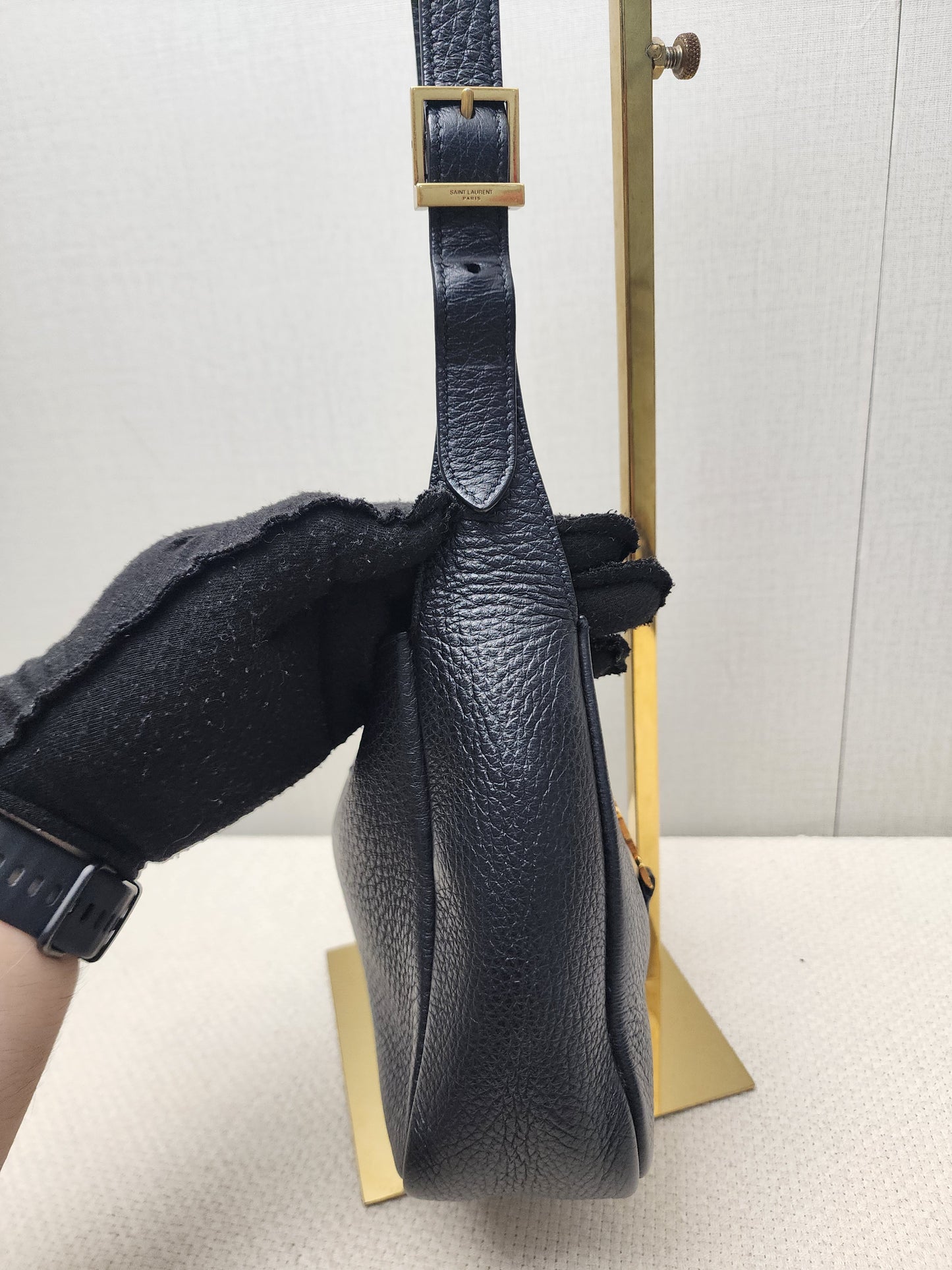YSL Black Calfskin Baby Le 5 A 7 Hobo (GHW)