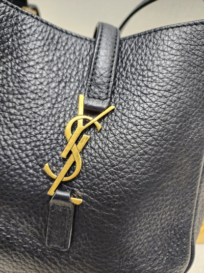YSL Black Calfskin Baby Le 5 A 7 Hobo (GHW)