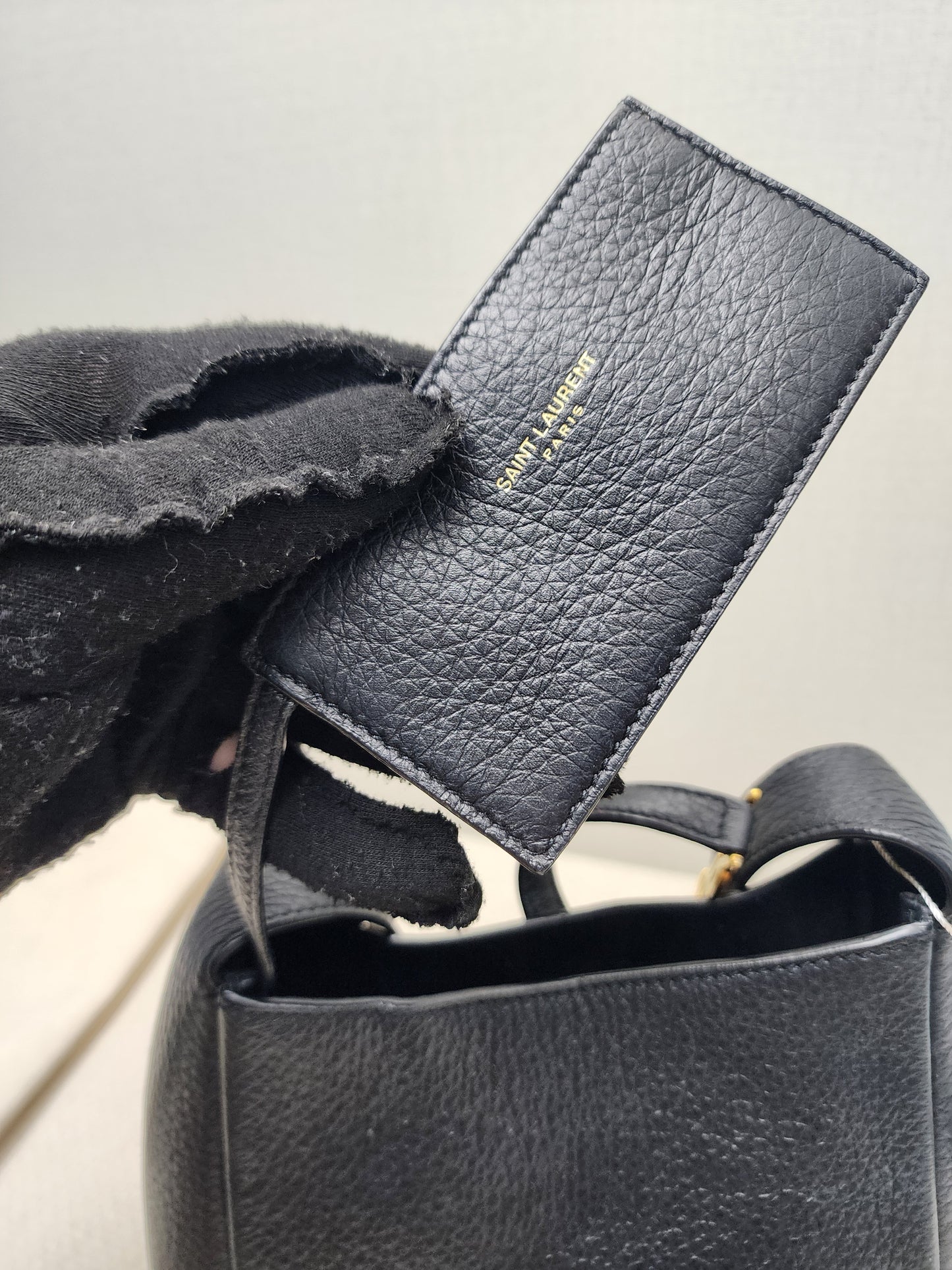 YSL Black Calfskin Baby Le 5 A 7 Hobo (GHW)