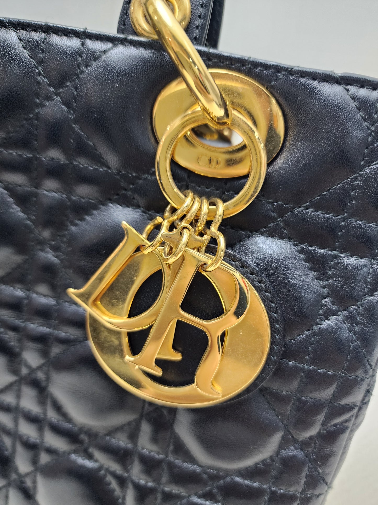 Dior Black Lambskin Vintage Medium Lady Dior (GHW)