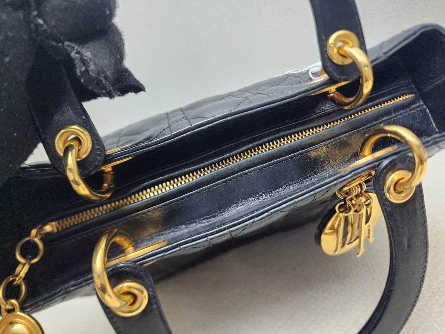 Dior Black Lambskin Vintage Medium Lady Dior (GHW)