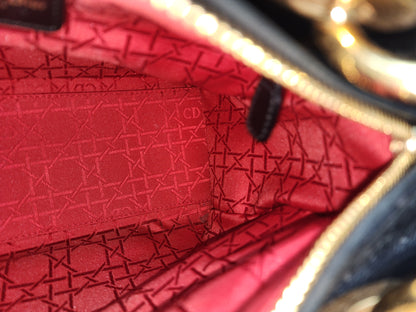 Dior Black Lambskin Vintage Medium Lady Dior (GHW)