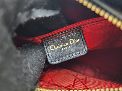 Dior Black Lambskin Vintage Medium Lady Dior (GHW)