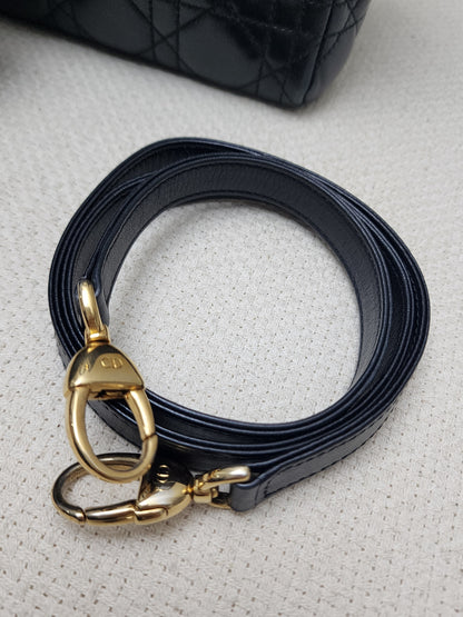 Dior Black Lambskin Vintage Medium Lady Dior (GHW)