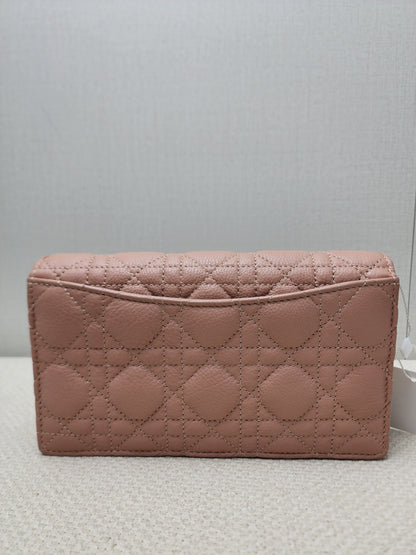 Dior Powder Beige Calfskin Caro Pouch w Chain (GHW)