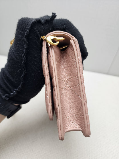 Dior Powder Beige Calfskin Caro Pouch w Chain (GHW)