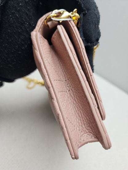 Dior Powder Beige Calfskin Caro Pouch w Chain (GHW)