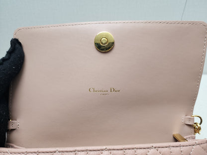 Dior Powder Beige Calfskin Caro Pouch w Chain (GHW)