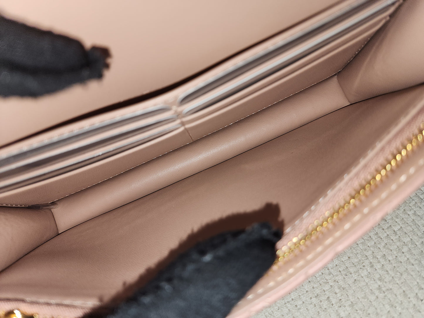 Dior Powder Beige Calfskin Caro Pouch w Chain (GHW)