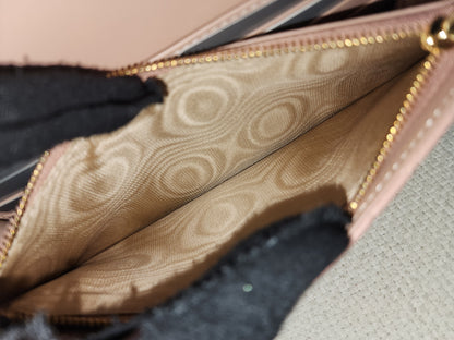Dior Powder Beige Calfskin Caro Pouch w Chain (GHW)