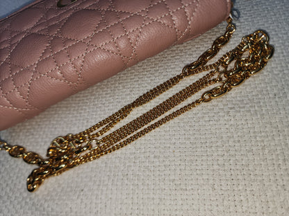 Dior Powder Beige Calfskin Caro Pouch w Chain (GHW)