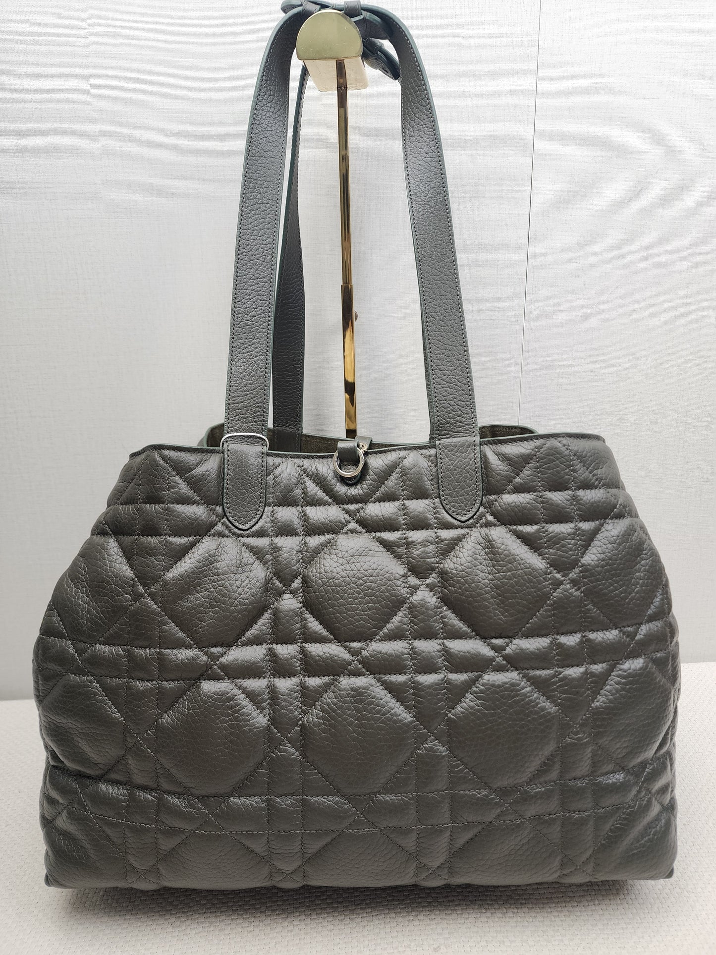 Dior Khaki Large Calfskin Macrocannage Toujours Bag (GHW)