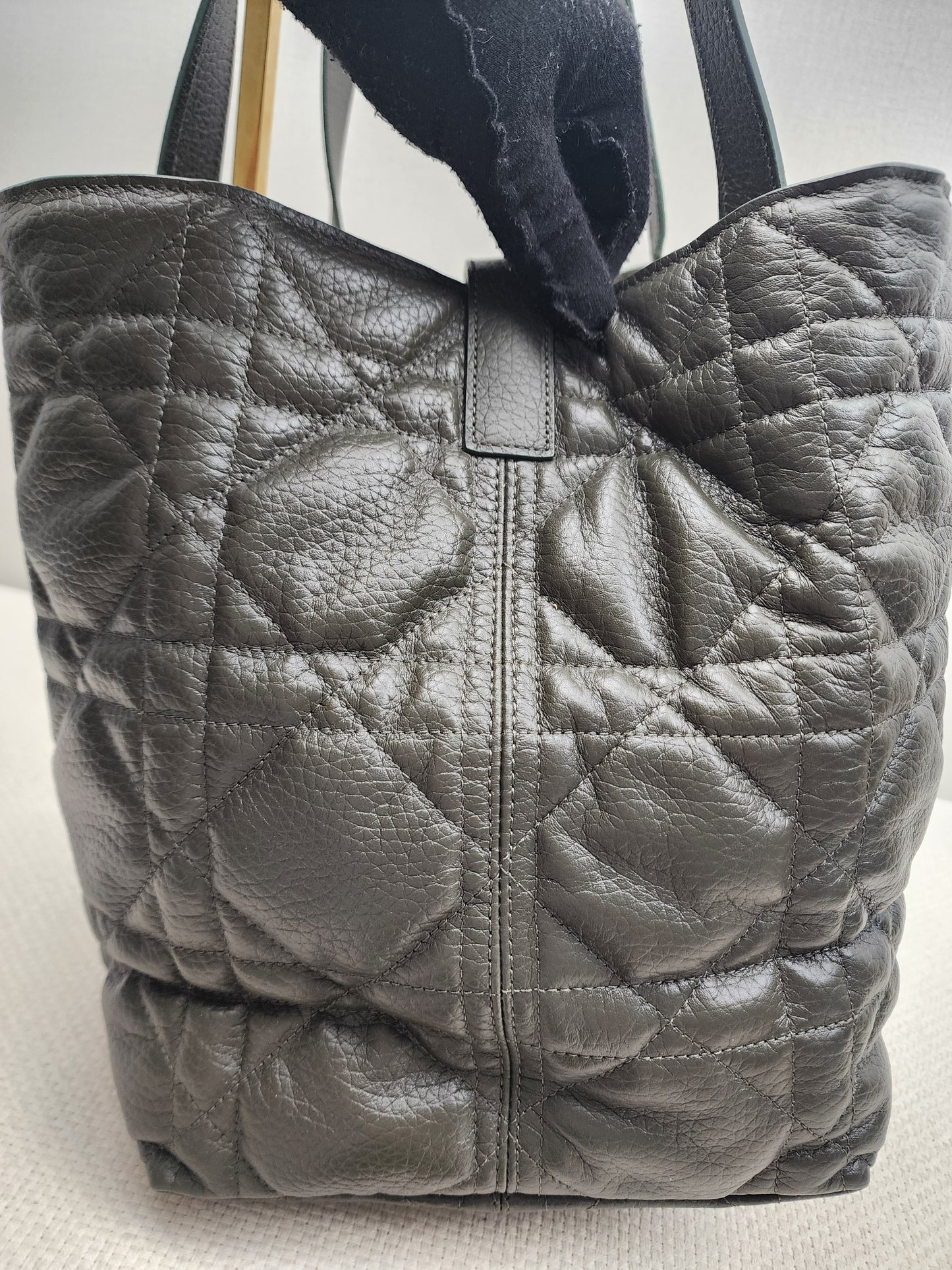 Dior Khaki Large Calfskin Macrocannage Toujours Bag (GHW)