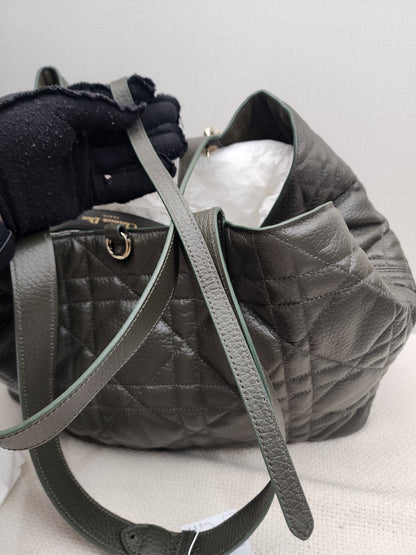 Dior Khaki Large Calfskin Macrocannage Toujours Bag (GHW)