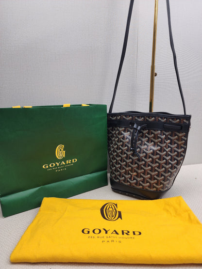 Goyard Black Goyardine Petit Flot Bucket Bag