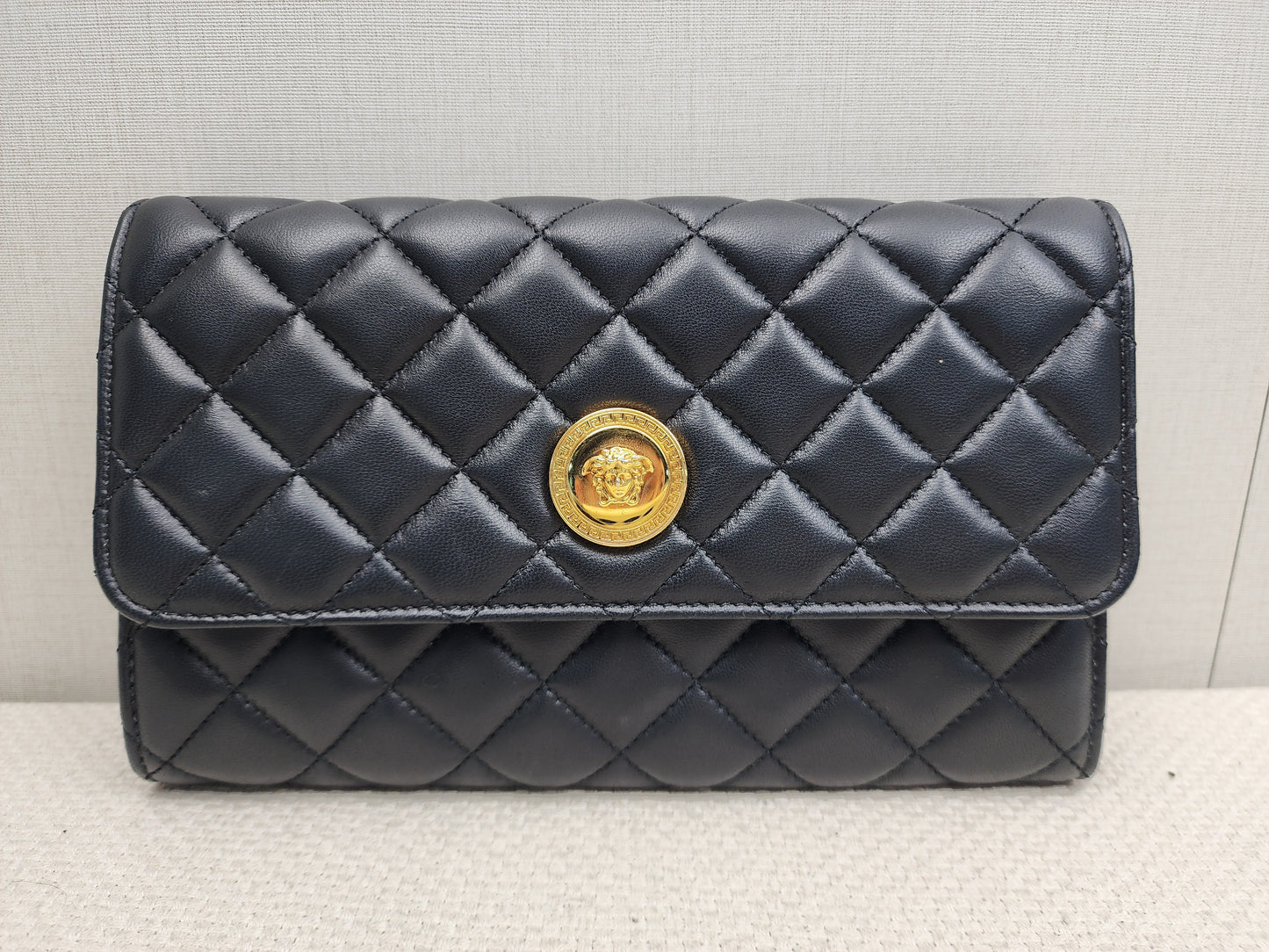 Versace Black Lambskin Quilted Medusa WOC (GHW)
