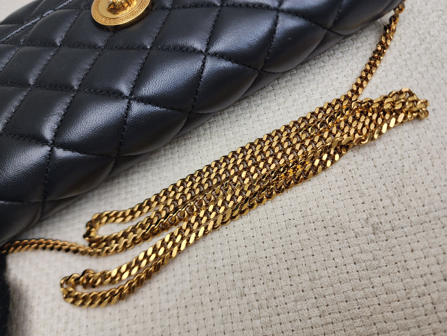 Versace Black Lambskin Quilted Medusa WOC (GHW)