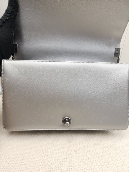 Chanel Metallic Silver Caviar New Medium Boy (RHW)