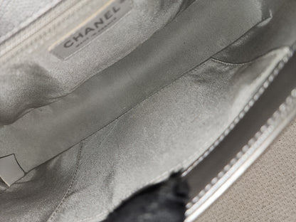 Chanel Metallic Silver Caviar New Medium Boy (RHW)