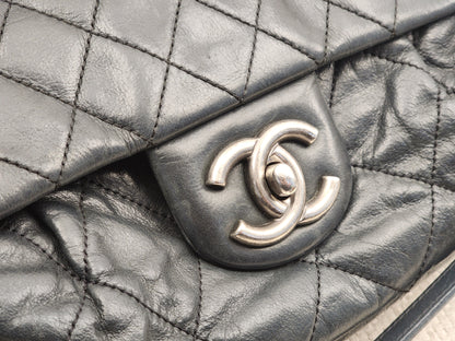 Chanel Black Iridescent Calfskin Coco Pleats Dlap (RHW)