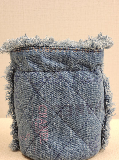 Chanel Denim Quilted Mood Mini Bucket Bag (LGHW)
