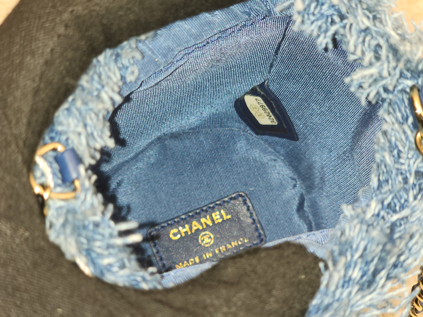 Chanel Denim Quilted Mood Mini Bucket Bag (LGHW)