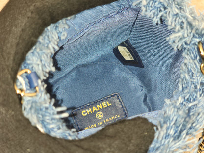 Chanel Denim Quilted Mood Mini Bucket Bag (LGHW)